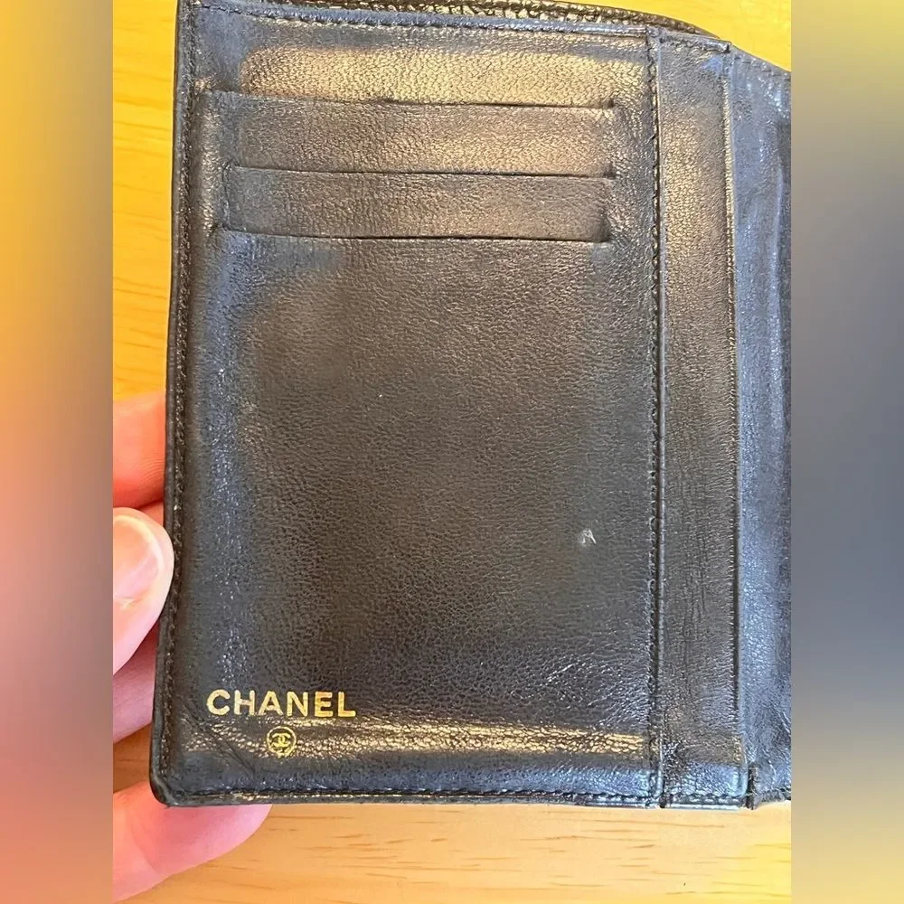 Chanel Caviar Black Leather Wallet  Luxury Caviar Leather Vintage